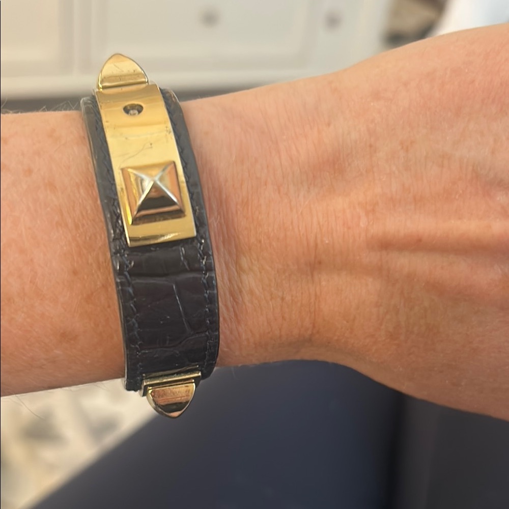 Navy and Gold Studded Bracelet